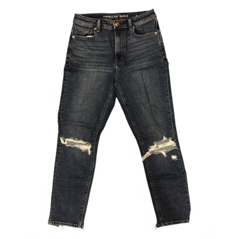 American Eagle Mom Jeans | Dark Wash Distressed | Size 6 | VGUC
